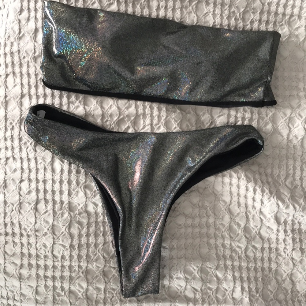 💿 holographic bandeau bikini💿